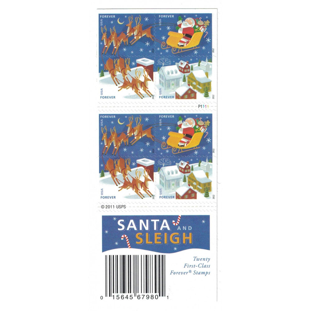 2012 US Stamp Santa & Sleigh - Booklet of 20 Forever Stamps