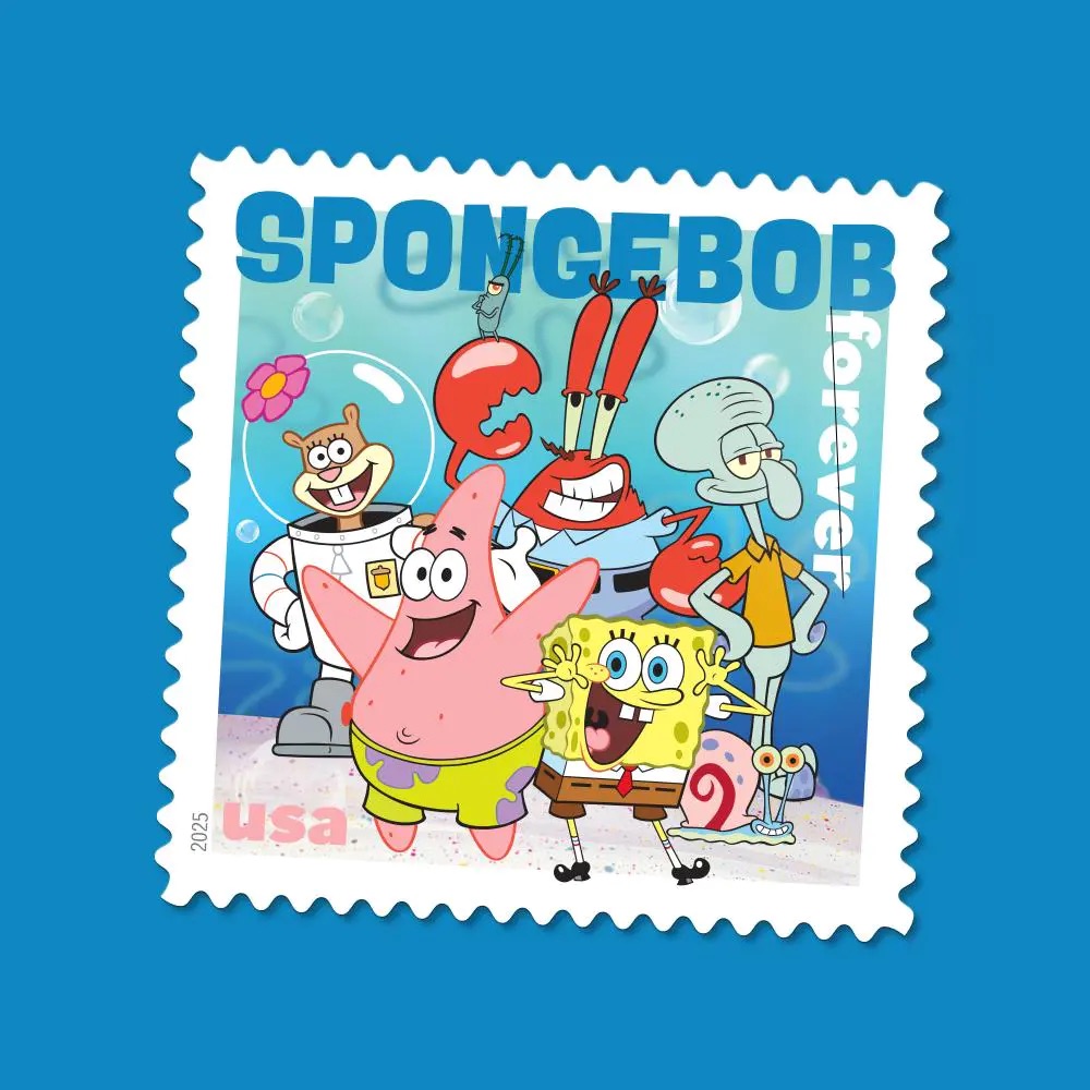2025 SpongeBob Squarepants Stamps, Sheet of 16