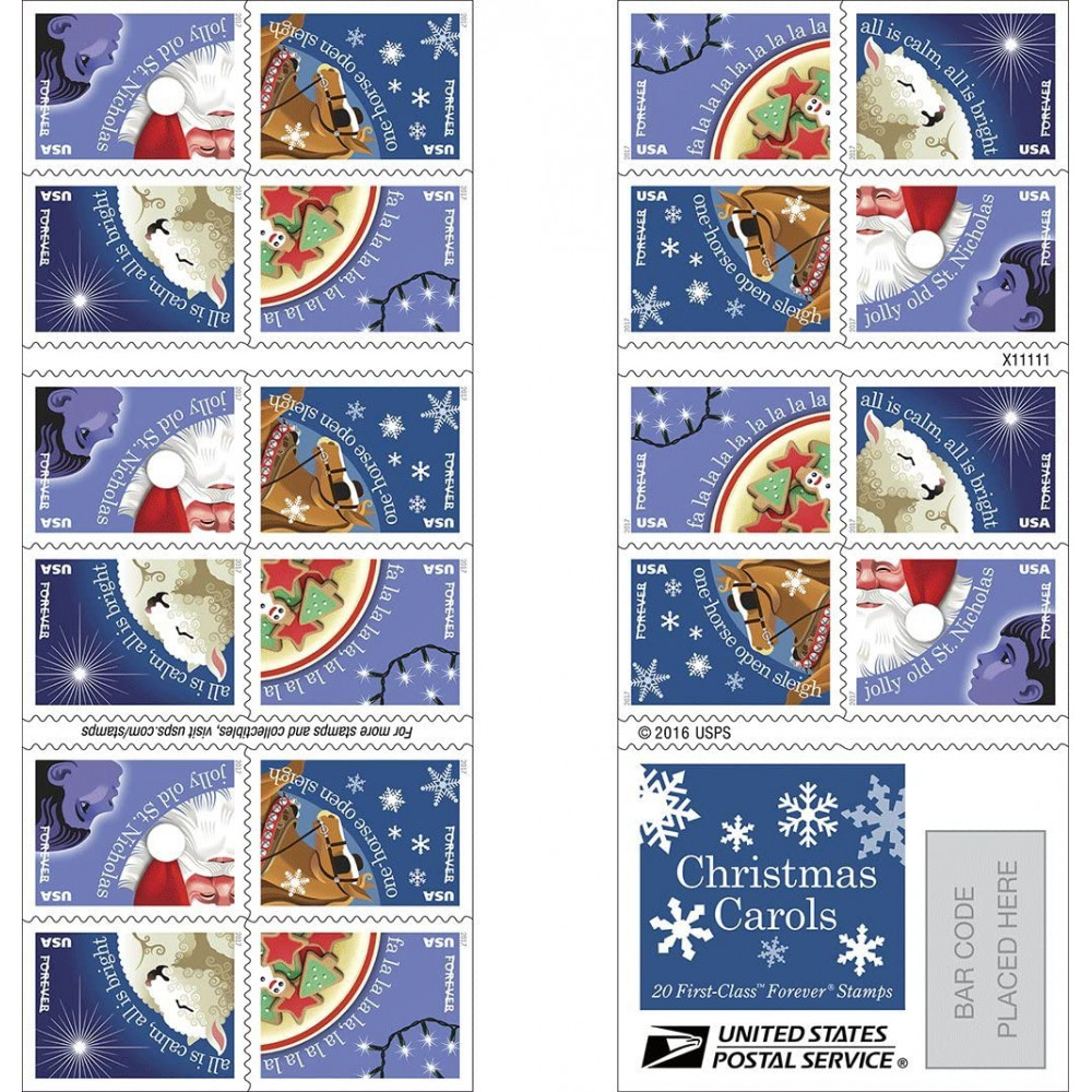 (2017) USPS Christmas Carols Forever Postage Stamps
