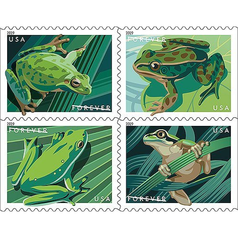 (2019) USPS Frogs Forever First Class Postage Stamps